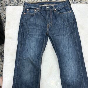 Levi's Blue Straight Leg Jeans with Gold Stitching